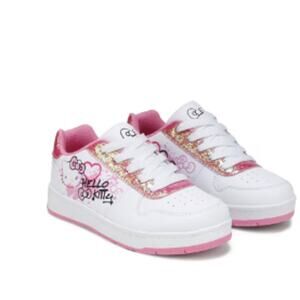 NWT Hello Kitty Kids Glitter Sneakers Pink White Size 12